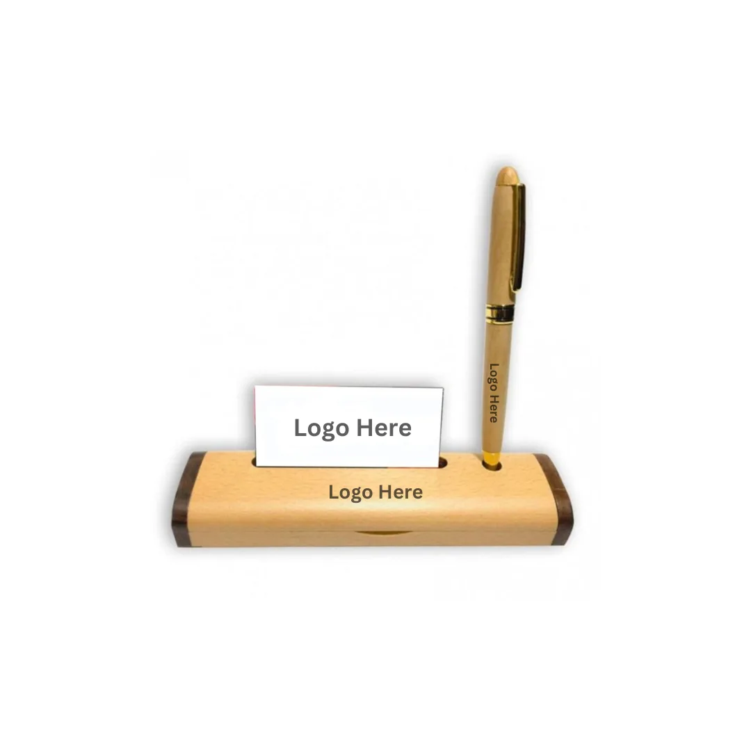 Wooden Pen & Cardholder with custom logo branding