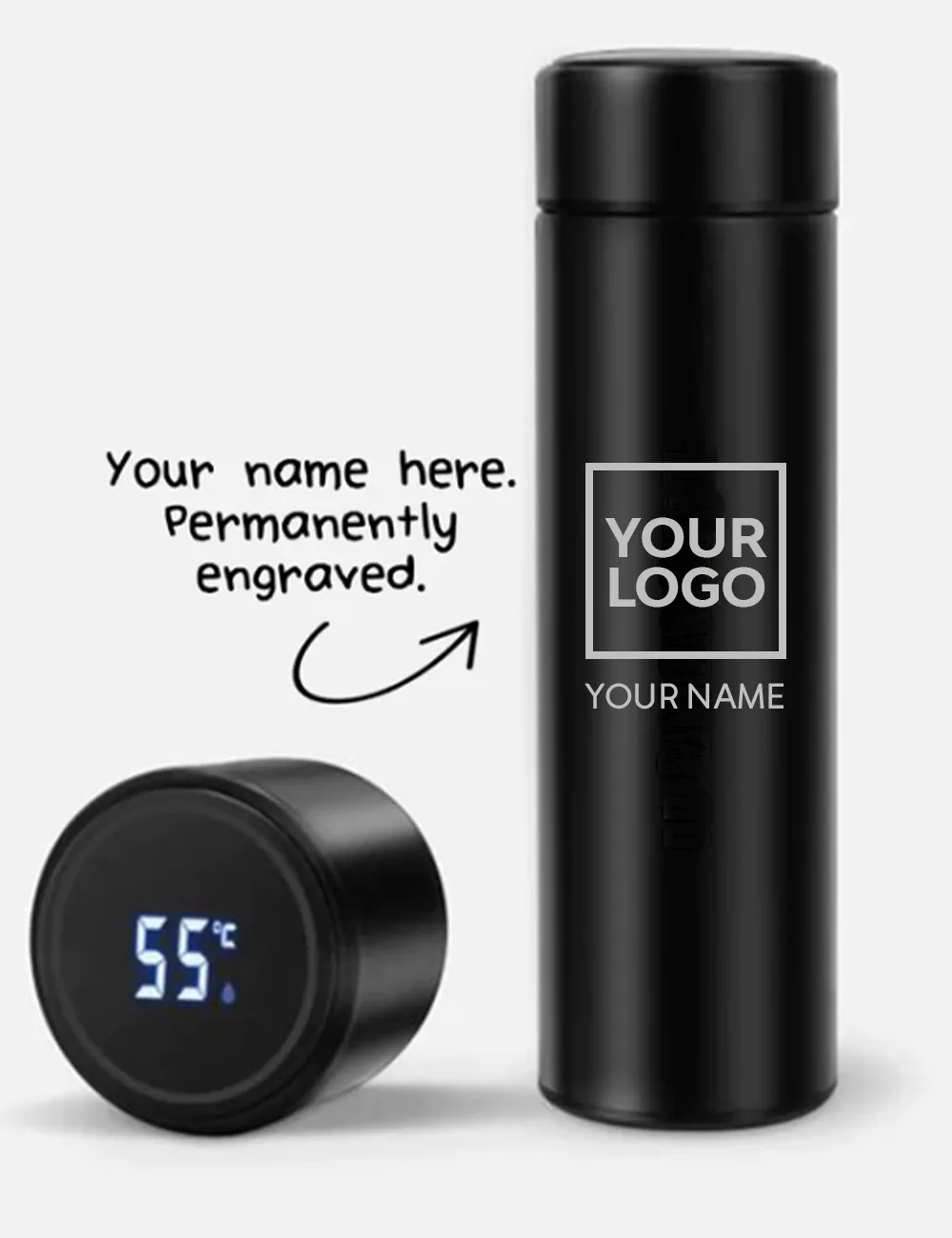 Steel Temperature Bottle with custom logo branding