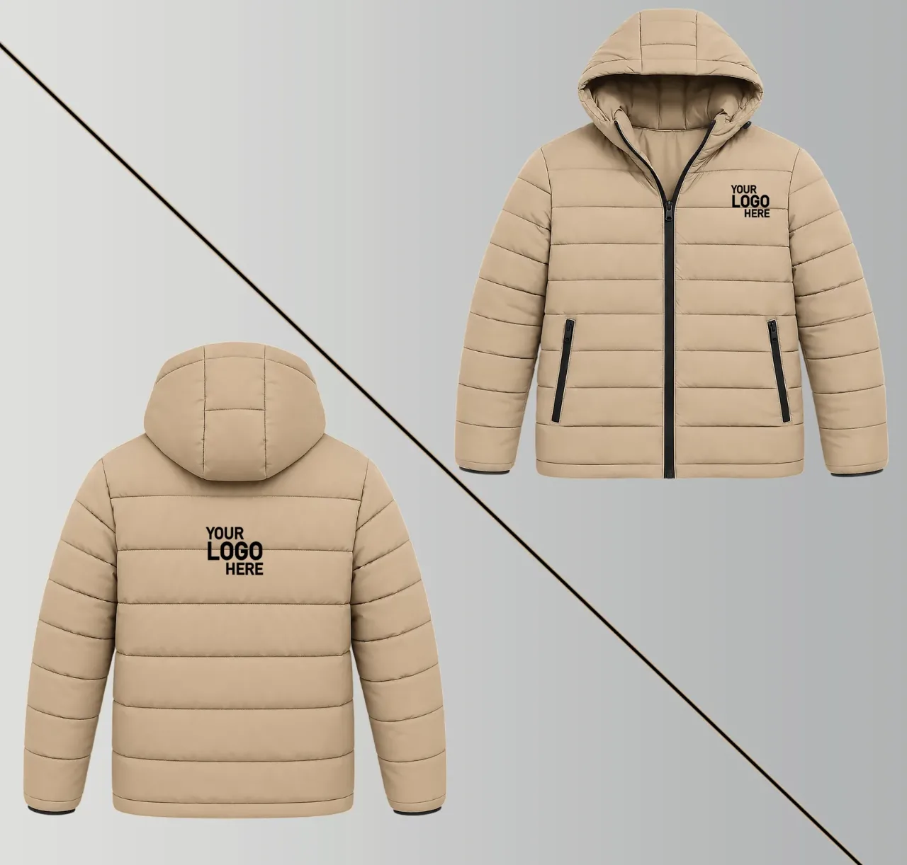 Puffer Jackets with custom logo branding